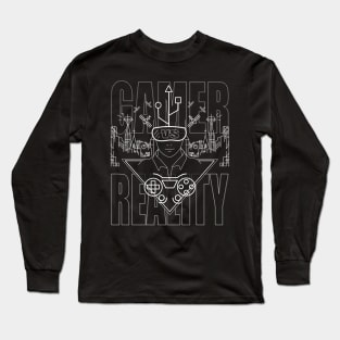 gaming, gamer, future, nerd, computer, games, retro, abstract, reality, gift, technology Long Sleeve T-Shirt